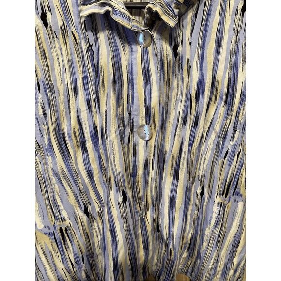 Damee Inc. S Blazer Jacket Blue Striped Wire Collar Bell Sleeves Career abstract - Picture 3 of 8